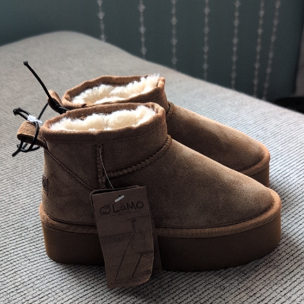 Lamo Brown Suede Fur-Lined Boots